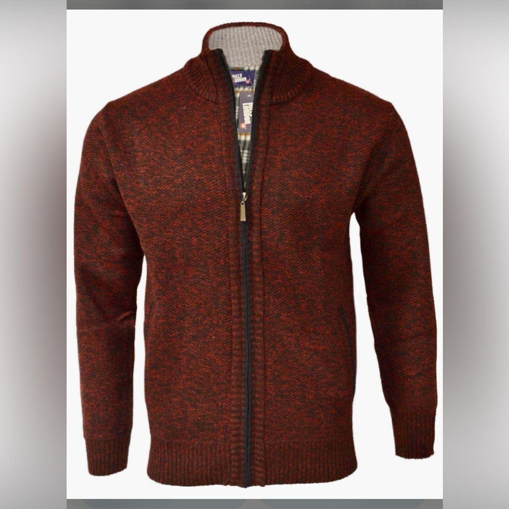 Billy London UK Men’s STUDIO FERRERA FULL ZIP Red and Blue SWEATER size Medium